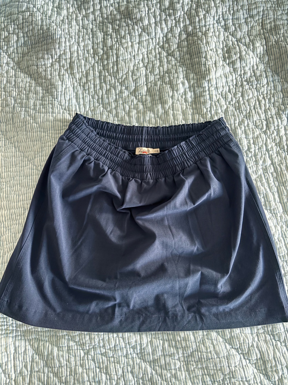 Faherty Navy A-Line Elastic Waist Skirt